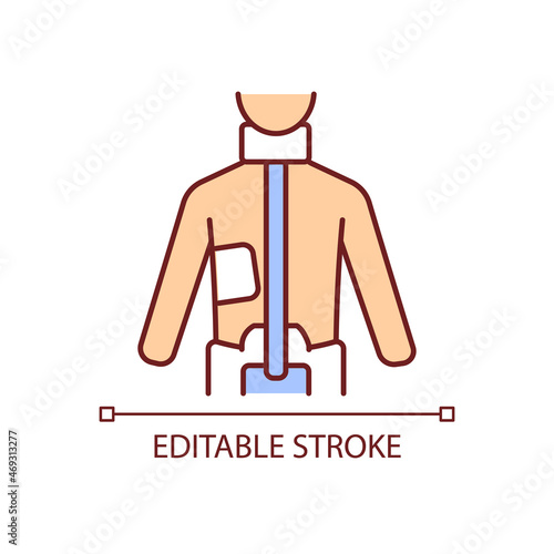 Milwaukee brace RGB color icon. Active corrective spinal orthosis. Spine deformation preventing corset. Nonsurgical treatment. Isolated vector illustration. Simple filled line drawing. Editable stroke