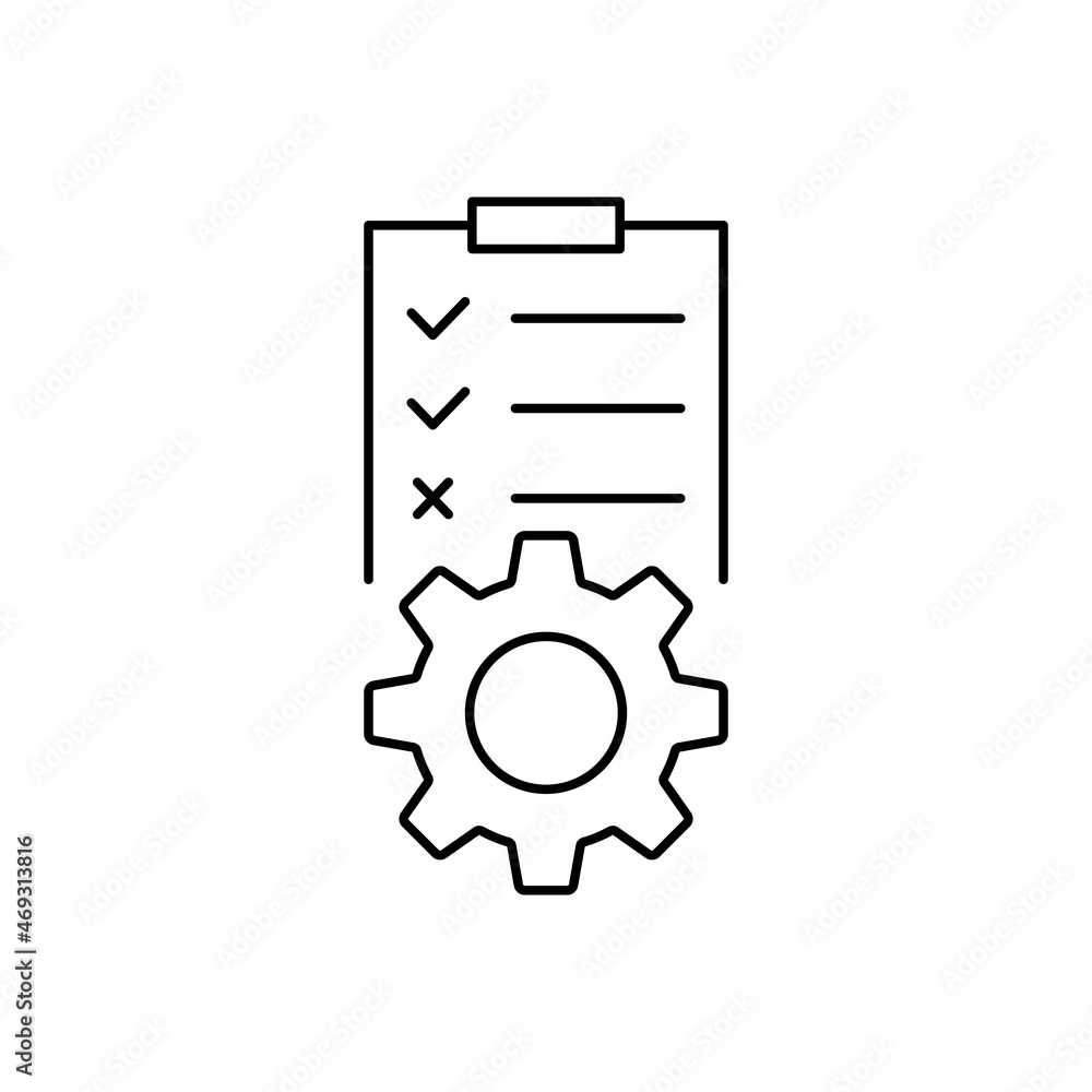 black linear document and gear black linear document and gear