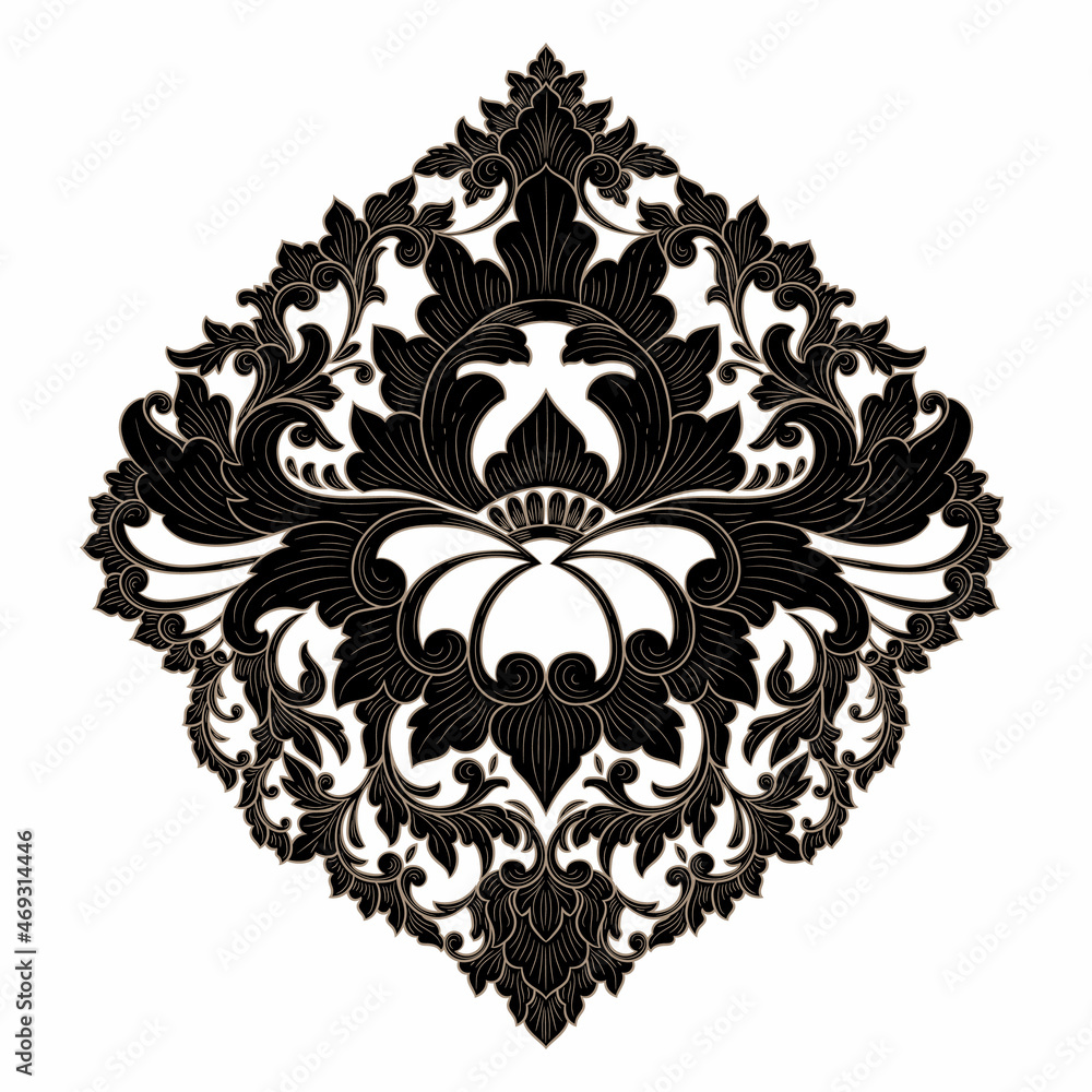 Fototapeta premium Damask central element isolated. Vector damask illustration.