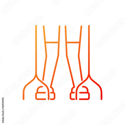 Cerebral palsy gradient linear vector icon. Movement difficulty. Coordination functions disorder. Muscle problems. Thin line color symbol. Modern style pictogram. Vector isolated outline drawing