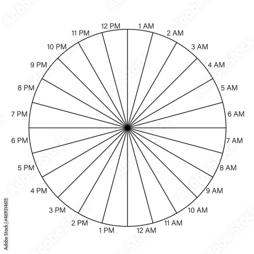 24 hour pie chart template. Clipart image