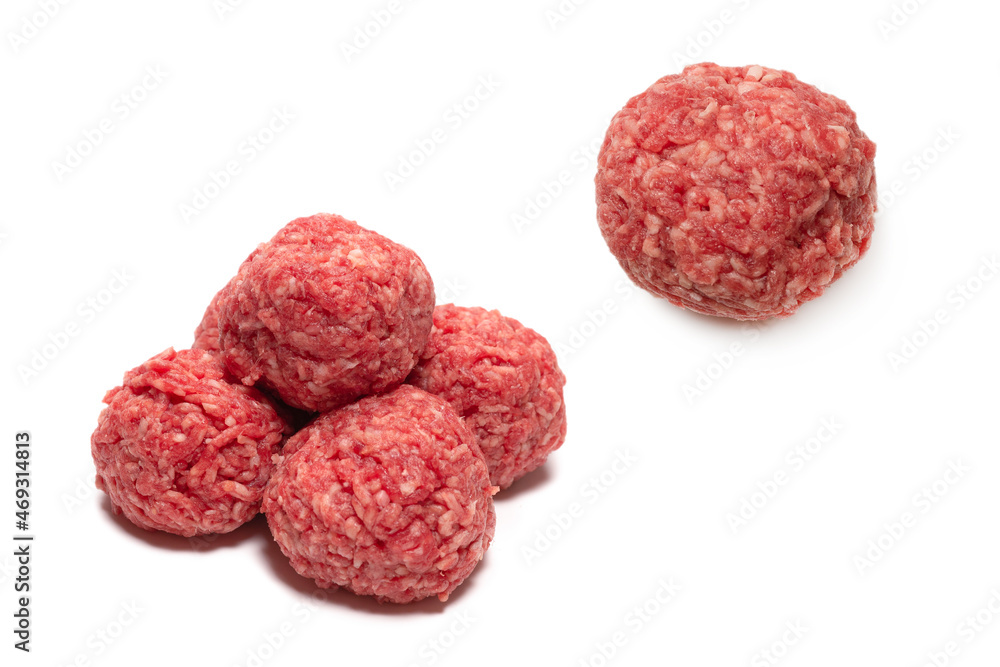 Raw meat balls isolated on white background. Raw meat balls isolated on white background.