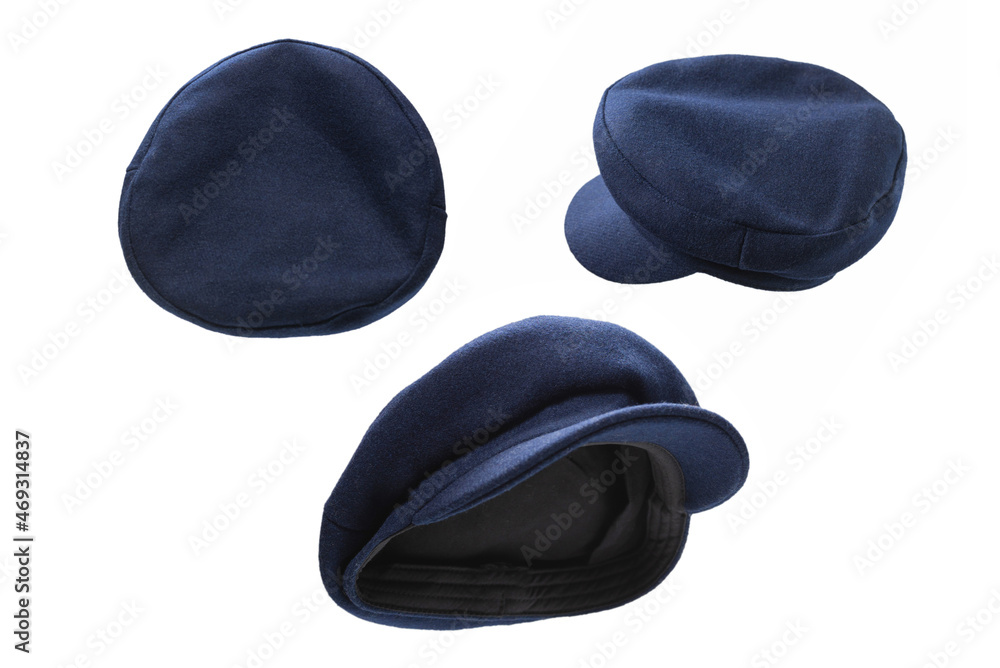 Female blue hat with a visor isolated on white. Female blue hat with a visor isolated on white.