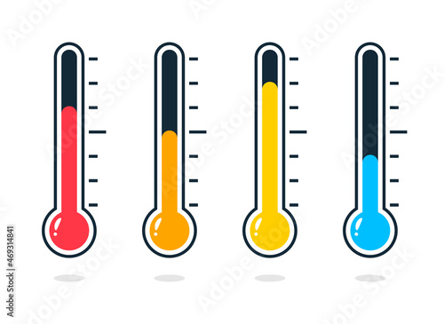 Colorful thermometer icon set. Clipart image isolated on white background photo