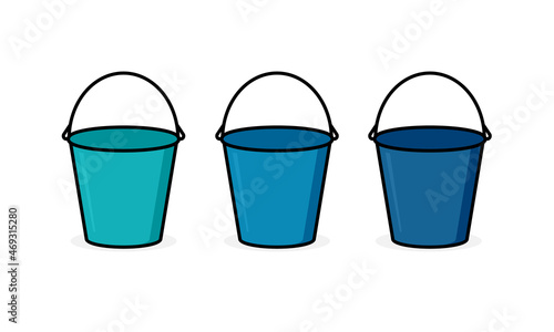 Three buckets filled outline icon. Clipart image isolated on white background