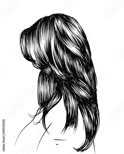 Stylish hairstyle. Illustration of modern blow dry.Trendy wolf cut 