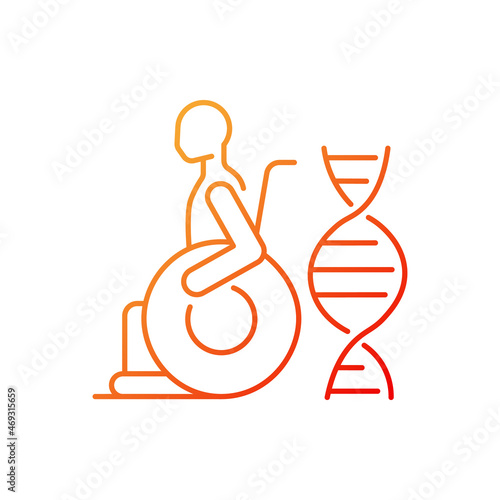 Muscular dystrophy gradient linear vector icon. Genetic disorder. Muscle degeneration. Neuromuscular disease. Thin line color symbol. Modern style pictogram. Vector isolated outline drawing photo