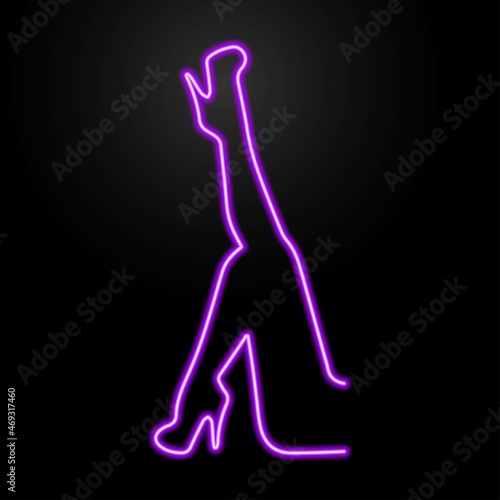 Female feet neon sign, modern glowing banner design, colorful modern design trends. Vector illustration. © Oleh