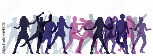dancing people silhouette vector, isolated