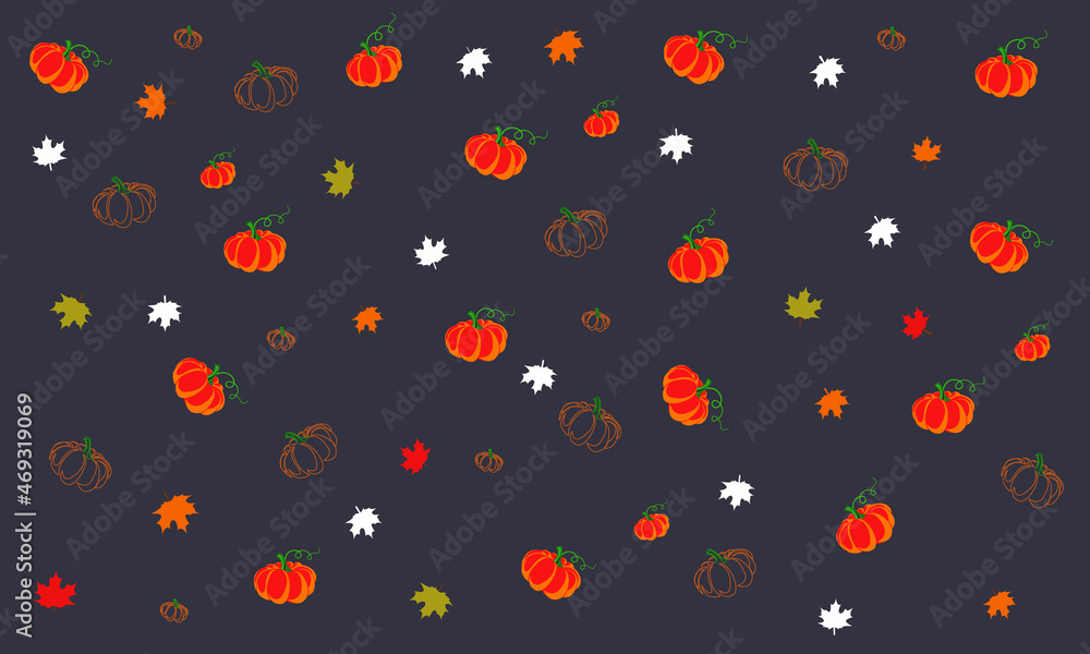 Thanksgiving background with pumpkins and maple leaves, vector, wallpaper Thanksgiving background with pumpkins and maple leaves, vector, wallpaper