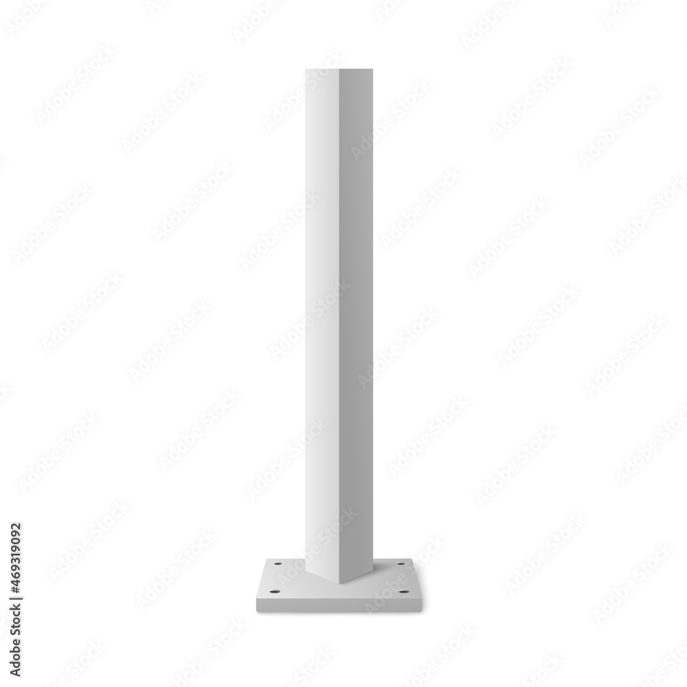 Steel realistic pole in triangle shape, vector illustration isolated on white background. Steel realistic pole in triangle shape, vector illustration isolated on white background.