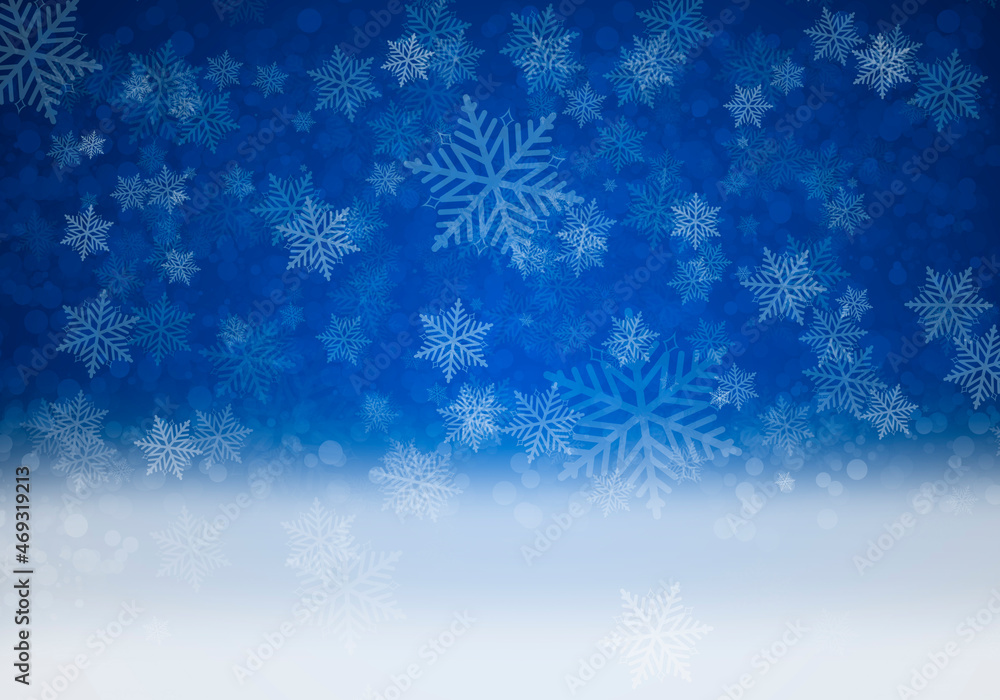 Fondo navideño azul con copos de nieve blanco. Fondo navideño azul con copos de nieve blanco.