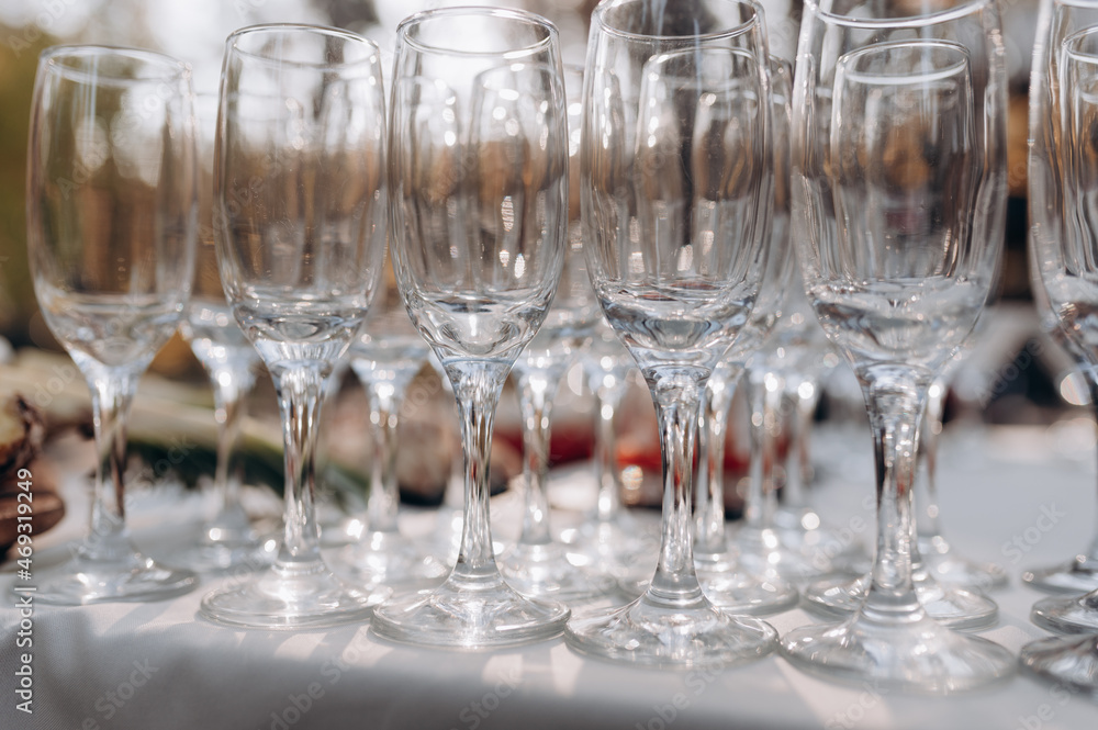 transparent glasses for drinks in the buffet area transparent glasses for drinks in the buffet area