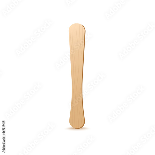 Popsicle wooden stick in realistic 3d style, vector illustration isolated on white background.