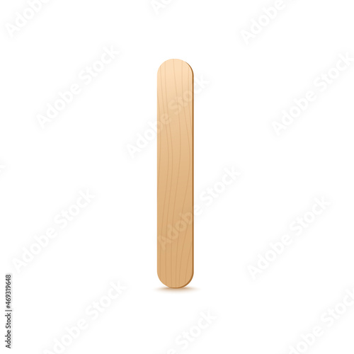 Popsicle stick or medical tongue depressor, realistic vector illustration isolated on white background.