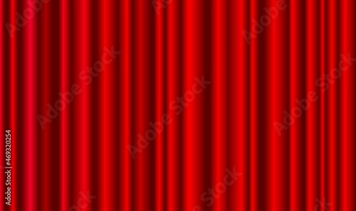 Red fabric curtain on stage. Bright, velvet background that closes the hall in the theater, circus, cinema. Horizontal background.
Vector illustration.