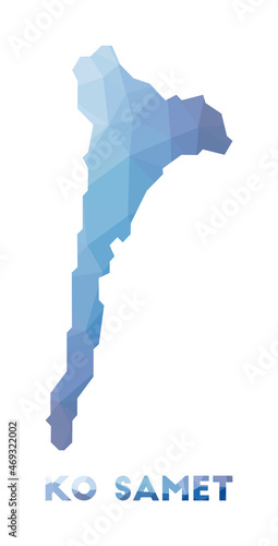 Low poly map of Ko Samet. Geometric illustration of the island. Ko Samet polygonal map. Technology, internet, network concept. Vector illustration.
