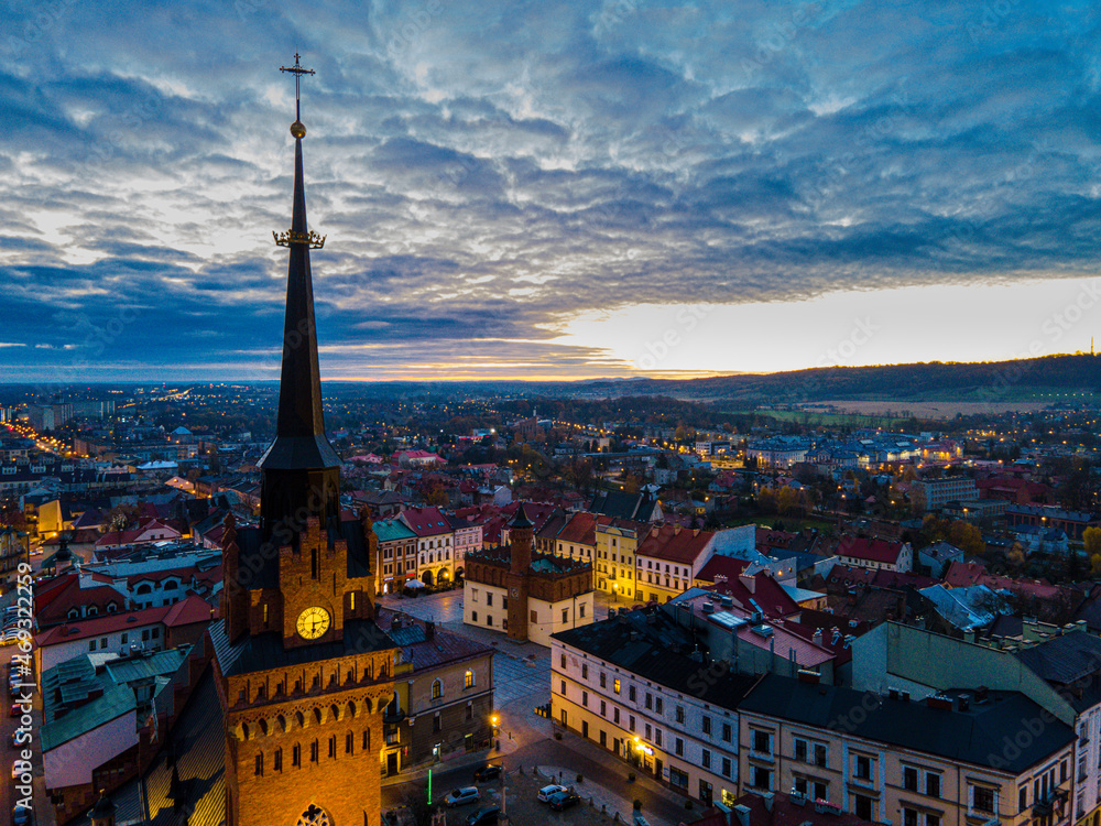 Tarnow Cathedral Church Tower and City Skyline, Poland