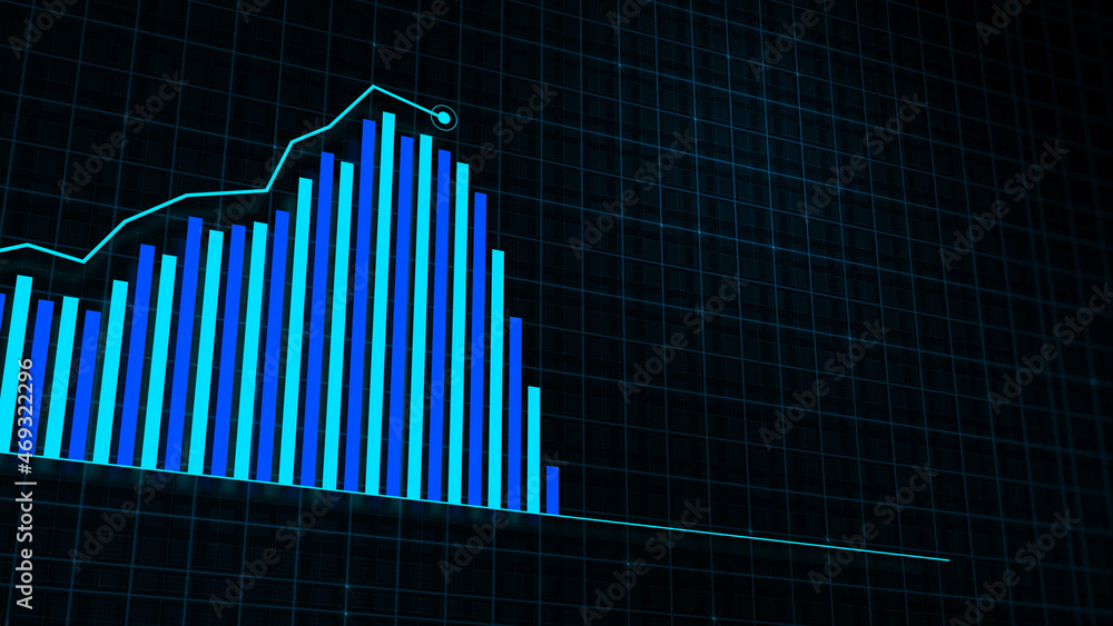 3D rendering of growing line graph of digital income growth chart 3D rendering of growing line graph of digital income growth chart