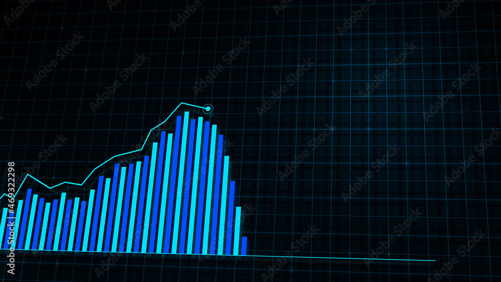 3D rendering of growing line graph of digital income growth chart 3D rendering of growing line graph of digital income growth chart