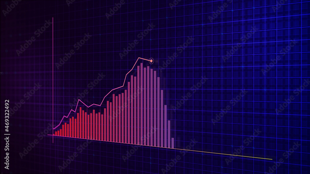 3D rendering of growing line graph of digital income growth chart 3D rendering of growing line graph of digital income growth chart