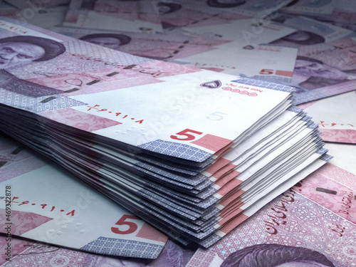 Iranian money. Iranian rial banknotes. 50000 IRR rials bills.