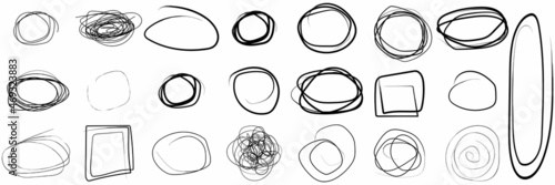 Scribble circle drawn in scetch. Hand draw circle line. Scribble circle. Scribble. Line style. Vector illustration