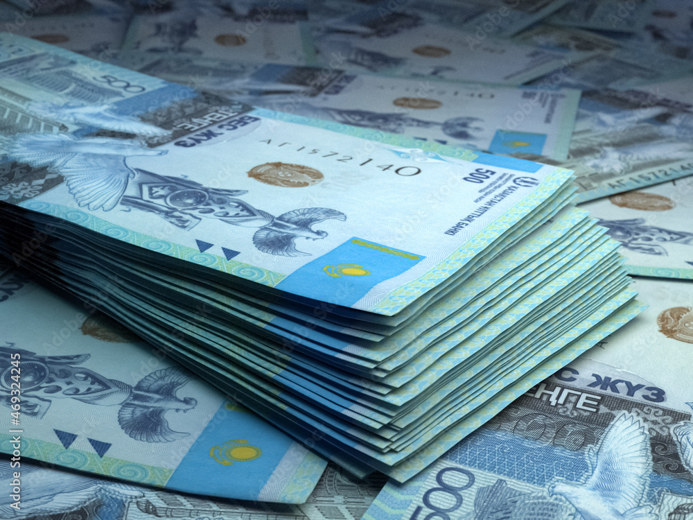 Kazakhstani money. Kazakhstani tenge banknotes. 500 KZT tenge bills. Kazakhstani money. Kazakhstani tenge banknotes. 500 KZT tenge bills.