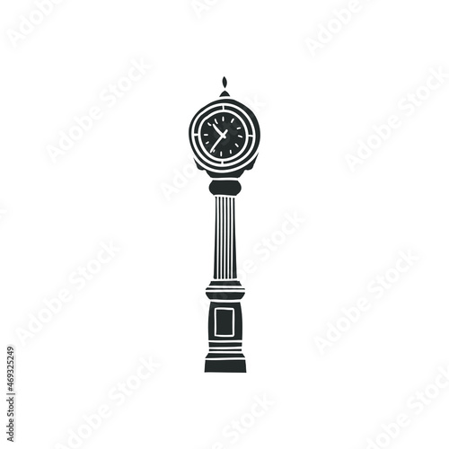 New York Clock Icon Silhouette Illustration. Street Objects Vector Graphic Pictogram Symbol Clip Art. Doodle Sketch Black Sign.