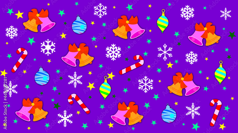 Christmas, illustration of a christmas background with various objects.

