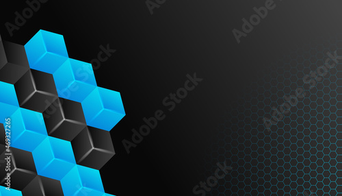 Modern blue isometric cubical hexagon abstract background. Abstract hipster geometric background poster with dynamic. Futuristic technology network Vector illustration texture design, poster, banner.