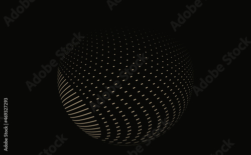 graphic abstract hollow sphere in ivory on black