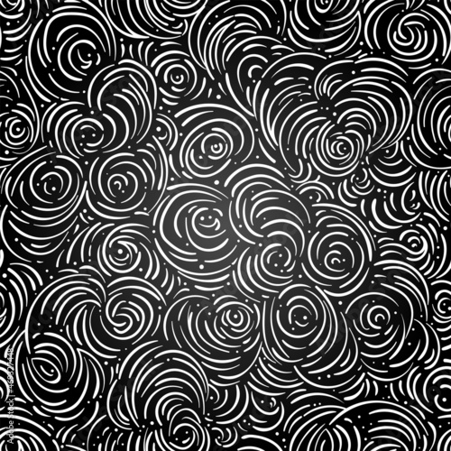 Curly clouds seamless pattern. Abstract background. Vector endless backdrop a...