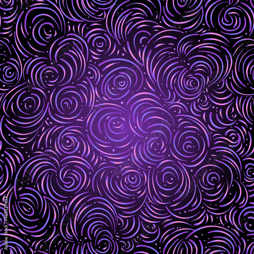 Curly clouds seamless pattern. Abstract background. Vector endless backdrop a...