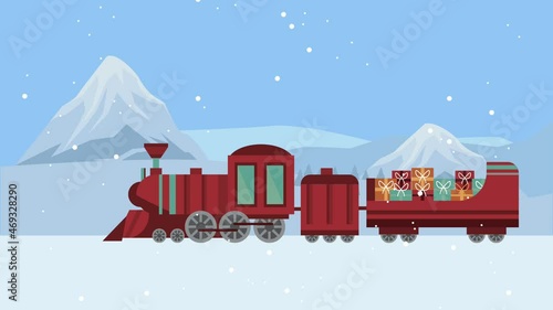Wallpaper Mural happy merry christmas animation with tren and gifts Torontodigital.ca