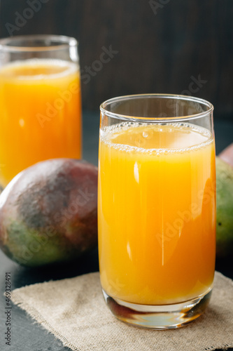 Mango juice in a glass, fre...