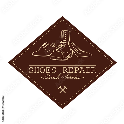 shoe repair workshop emblem isolated on white background