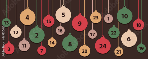 colorful advent calendar 24 christmas tree balls red and green