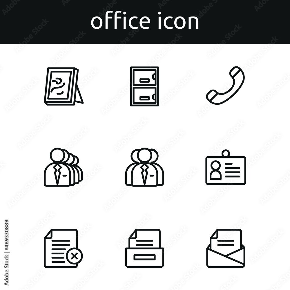 set of office icon outline style set of office icon outline style