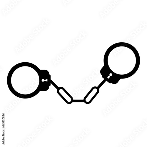 Black handcuff vector icon on white background. Handcuffs icon sign. Isolated vector.
