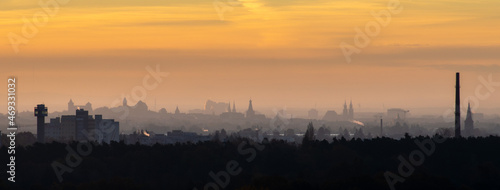 View of the city skyline of Nuremberg and Fürth in the dawn