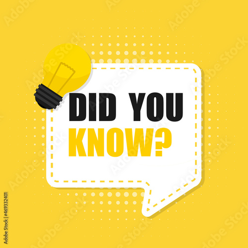 Text frame "did you know" . Did you know with hanging bulb