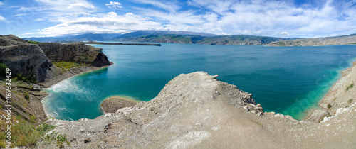 Sulak reservoir on a sunny day. Republic of Dagestan, Russian Federation photo