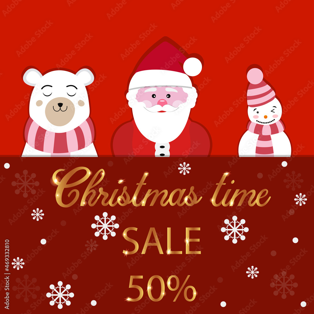 Christmas Sale banner with Santa Claus and Hand drawn lettering text Christmas Sale banner with Santa Claus and Hand drawn lettering text