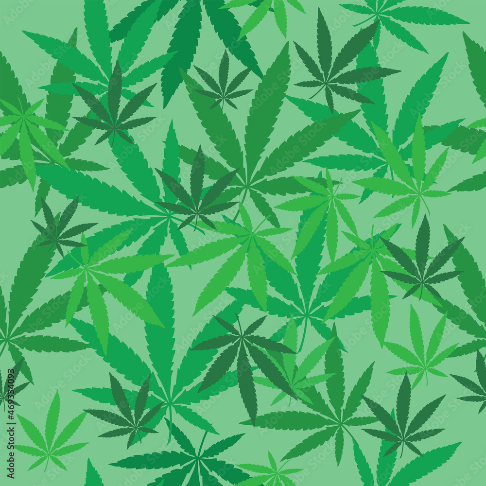 Seamless vector pattern with marijuana leaves