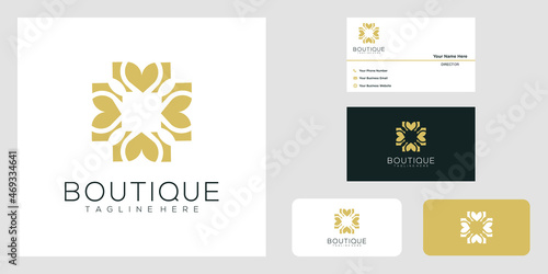 Yoga classes logo design made with leaves and flowers with simple lines
