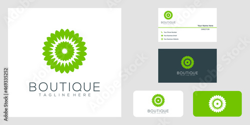 Yoga classes logo design made with leaves and flowers with simple lines