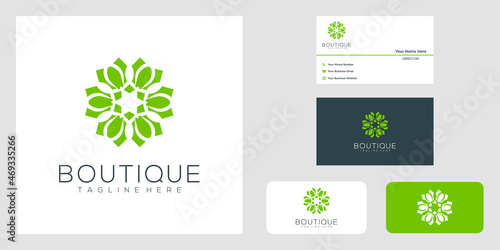 Yoga classes logo design made with leaves and flowers with simple lines