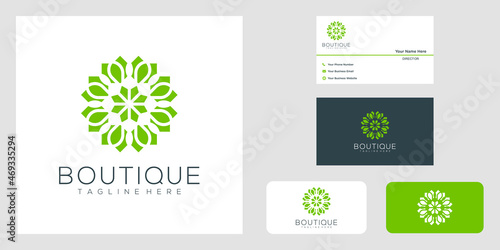 Yoga classes logo design made with leaves and flowers with simple lines