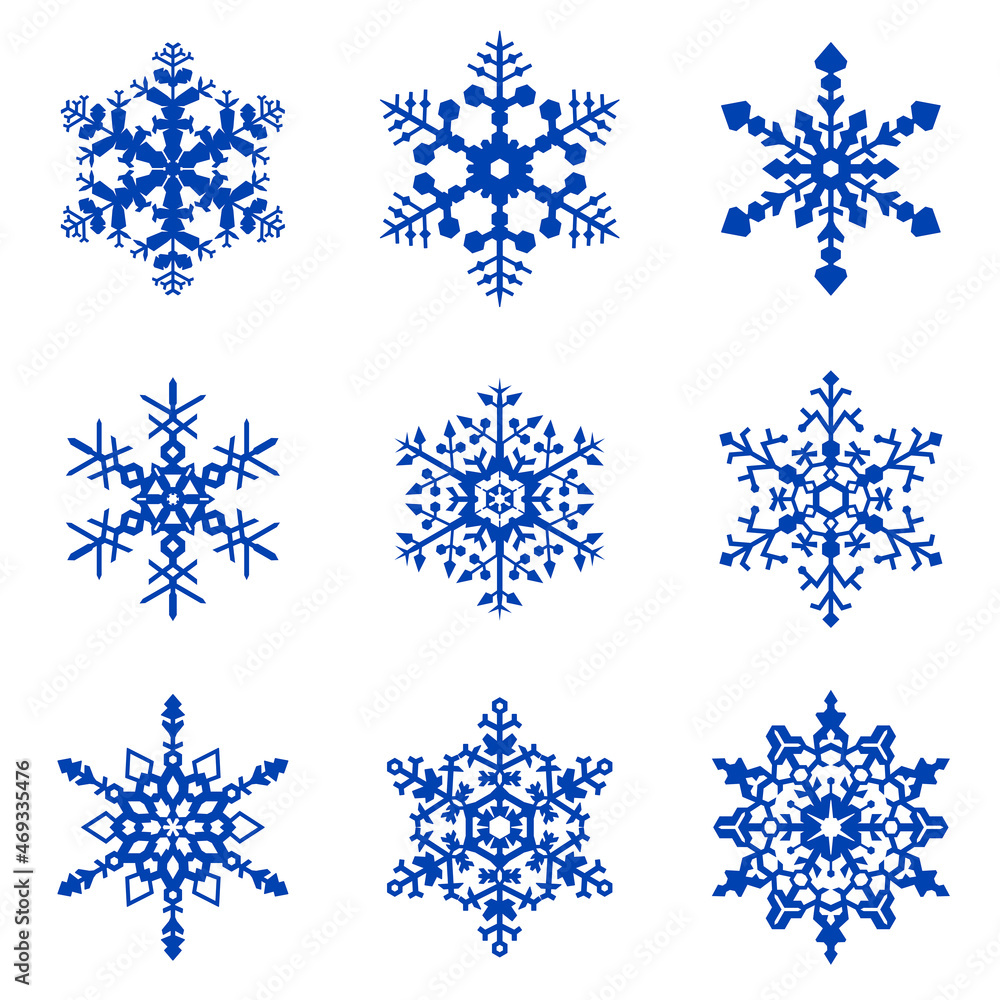 Decorative Blue Geometric Snowflakes Decorative Blue Geometric Snowflakes